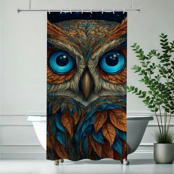 RKSupls Christmas Shower Curtain, Nocturnal Bird Shower Curtain with Hooks for New Year Home Bathroom Decor Washable Curtains, 36x72 in