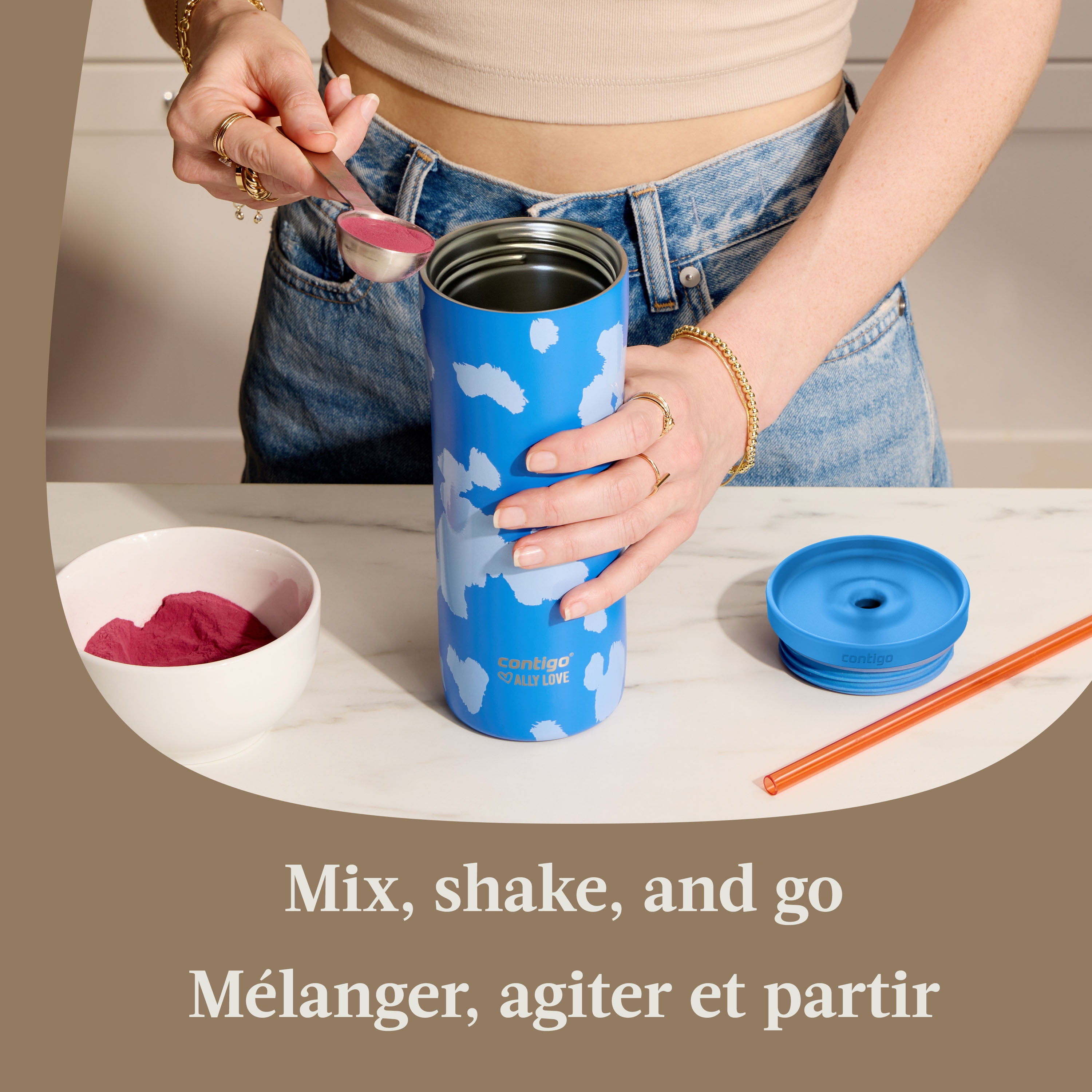 Contigo x Ally Love Streeterville 2.0 Stainless Steel Tumbler with Straw, 24 oz (709 ml)