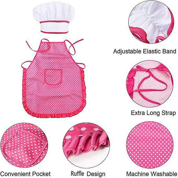Set De Delantal Y Gorro De Chef Para Niños – Incluye Guante Y Agarrador – Ajustable Para 3-12 Años