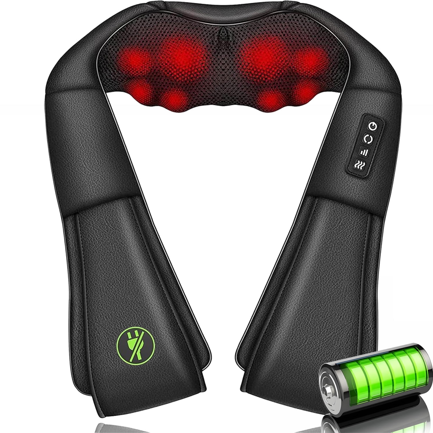 Cordless Shiatsu Electric Neck Back Massager with Heating.Deep Tissue Massage Pillow 4D Kneading with Heat, for Shoulder/Back/Leg/Waist (USB Charging)