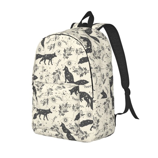 Balery Vintage Moon Fox Mochila Clásica Impresa Básica para Viaje, Mochila Escolar Resistente al Agua, Mochila de Lona con Correas Ajustables-Medium