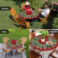 thumbnail image 4 of Christmas Wreath Round Tablecloth for 45-54 Inch Tables,Fitted Table Cover with Elastic Edge,Red Green Botanical Vintage Wooden Waterproof Outdoor Table Cloth Protector for Patio Garden Dinner Picnic, 4 of 9