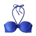 thumbnail image 3 of Women's Lightly Lined Ribbed Halter Bikini Top - Shade & Shore™ Blue 34B, 3 of 4