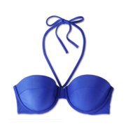 Women's Lightly Lined Ribbed Halter Bikini Top - Shade & Shore™ Blue 34B