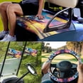thumbnail image 2 of Jeiento 4 PCS Golf Cart Seat Cover with Steering Wheel Cover and Golf Cart Flags Seafront Small Flag for Golf Cart Universal Seat Blanket 13-14 Inch Steering Wheel Covers Club Car Decoration, 2 of 5
