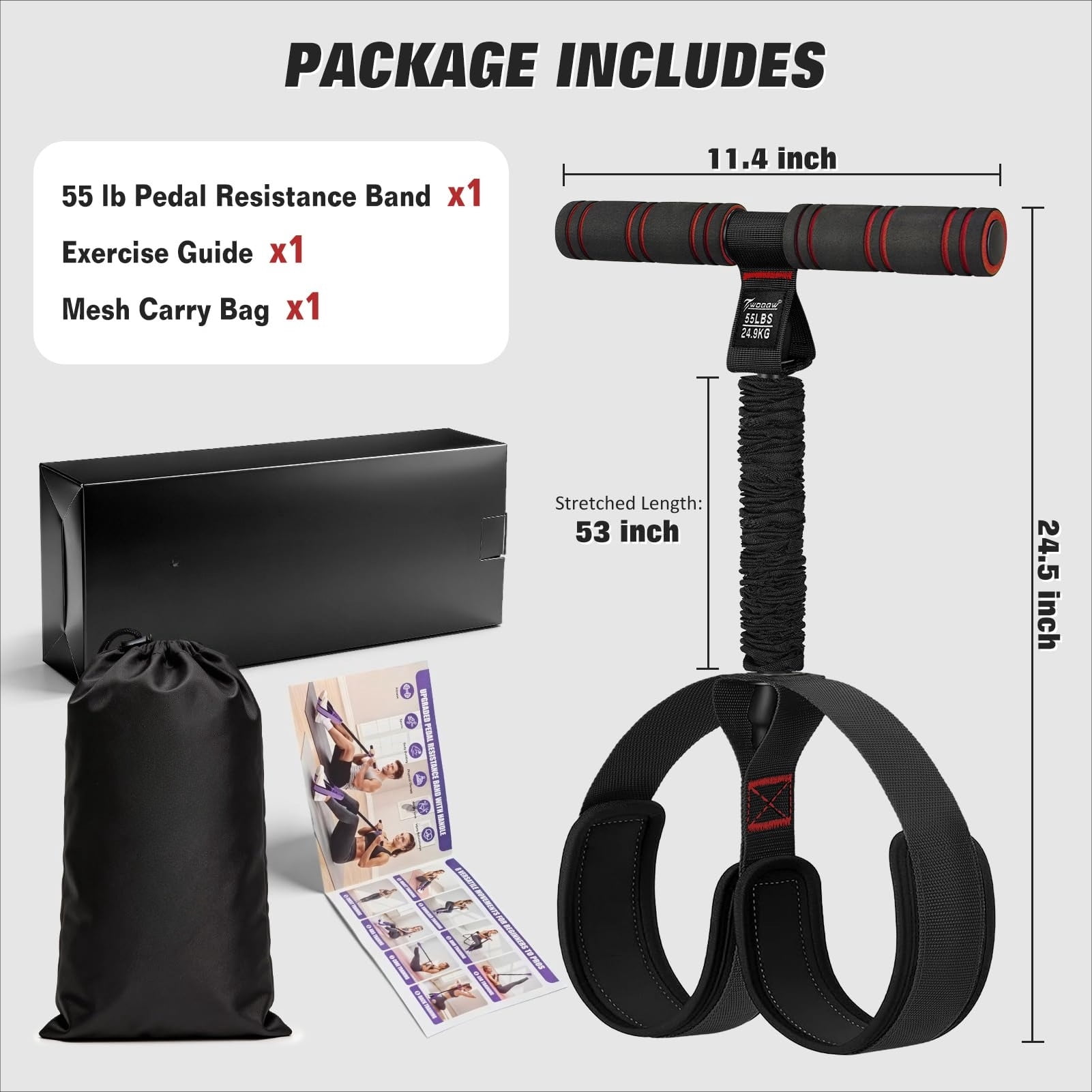 Upgraded Pedal Resistance Band with Handles, Foot Pedal Resistance Bands for Women, Core Abs Leg Training, Exercise Bands for Full Body Workout, Home Gym Equipment, Pilates & Physical Therapy