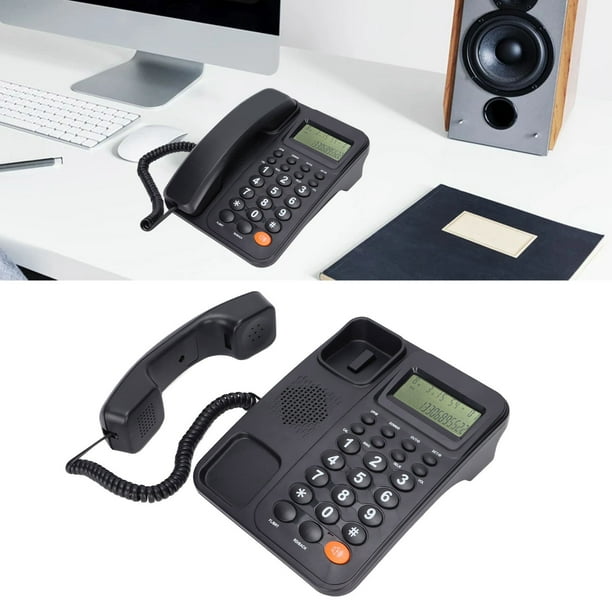 Teléfono Fijo Con Pantalla - Para Casa U Oficina, Alimentado Por Línea, Negro, Funciones Básicas