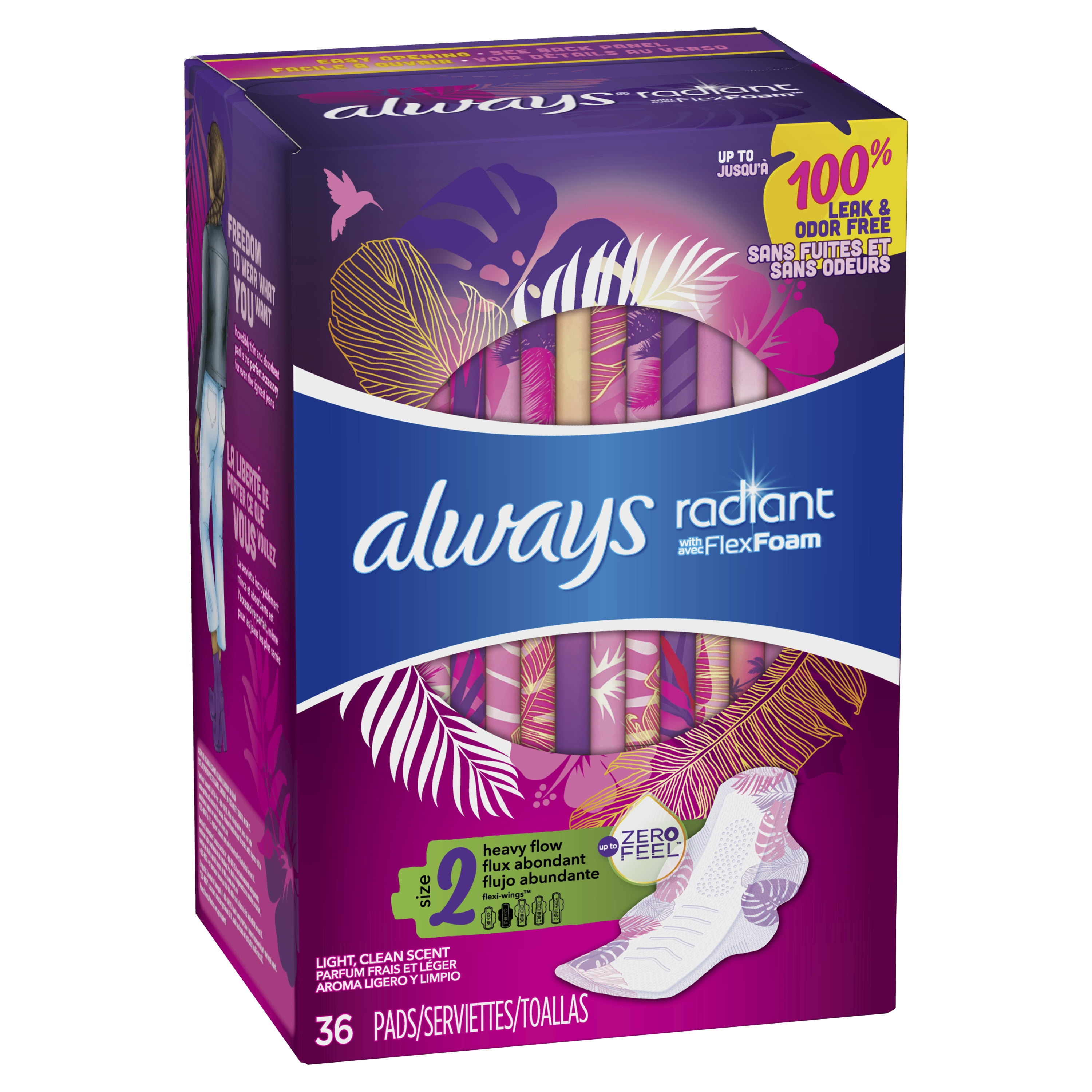 Always Radiant Heavy Pads Light Clean Scent With Wings Size 2 Always Radiant Heavy Pads Light Clean