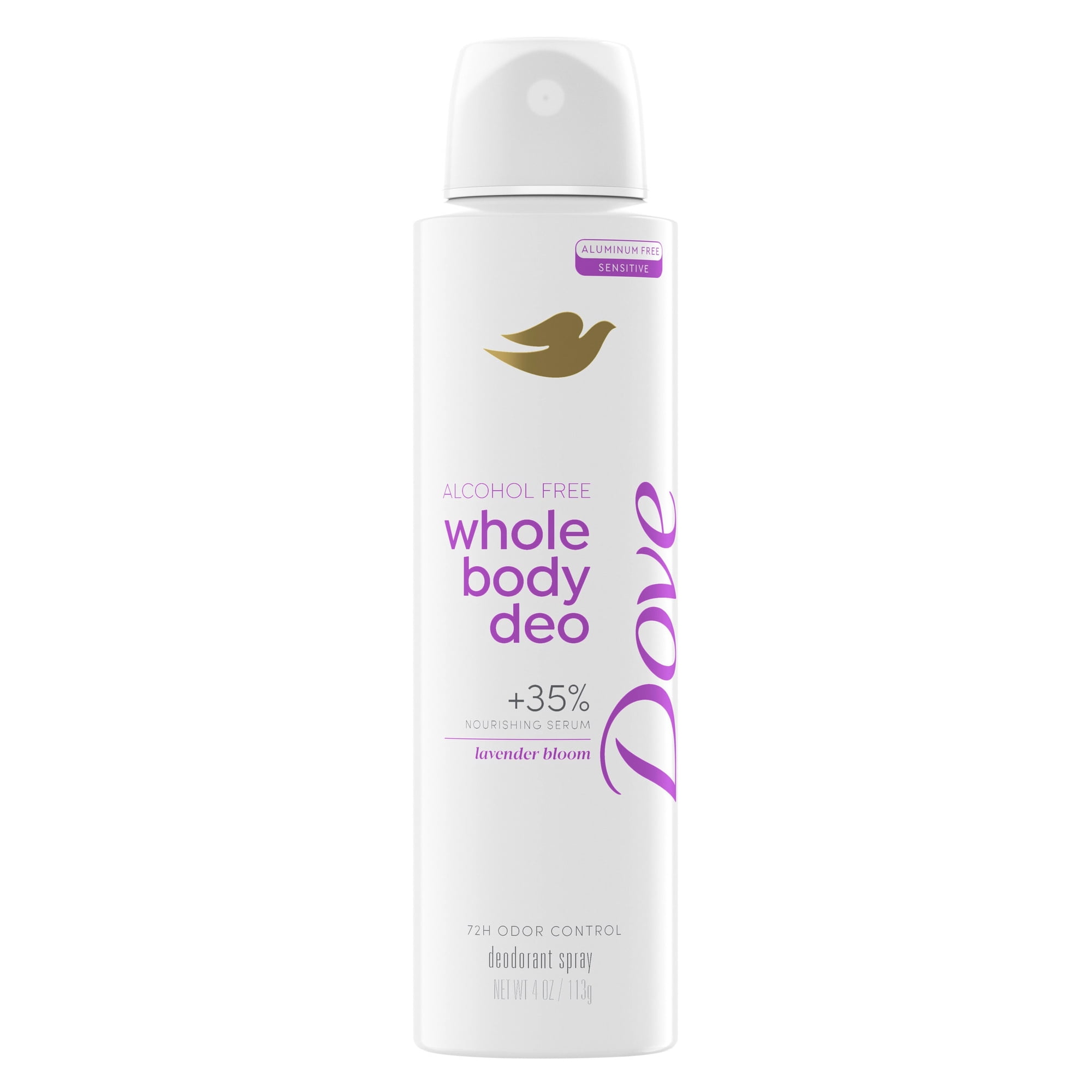 Dove Whole Body Deo Alcohol Free Deodorant Spray For Women Lavender Bloom, 4 oz