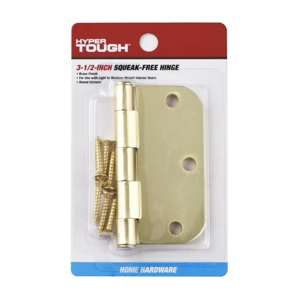 Hyper Tough 3-1/2 in. x 5/8 Inch New Squeak-Free Round Corner Hinge Brass, 1 Piece