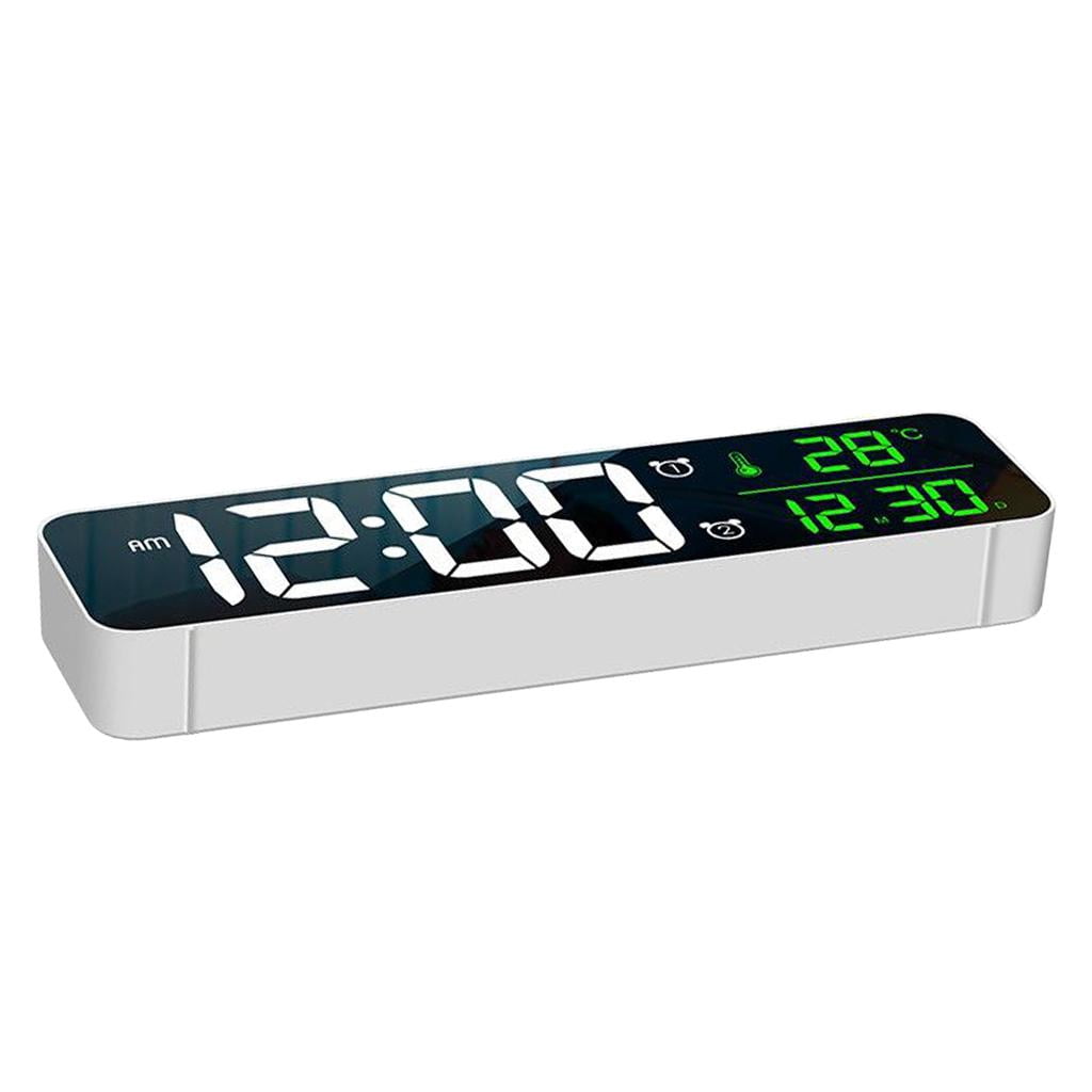 Axioma , Digital Desk Clock with Large LCD Screen Calendar for The , Repeating Snooze , white 2