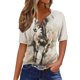 thumbnail image 2 of Fiudx Camisas de Mujer Blusa de Manga Corta Estampada a La Moda para Mujer, Blusas Informales con Cuello En V, 2 of 5