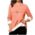 thumbnail image 2 of Uootdi Women's Long Sleeve Shirt Sherpa Lined Fleece Sweatshirts Floral Print Casual Crewneck Pullover Gift Winter Warm Thick T hermal Loungewear Tops, 2 of 3