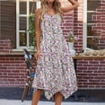 thumbnail image 4 of Vestido de Verano para Mujeres sin Mangas Cuello Redondo Impreso Vestido Casual de Bolsillo con Doblado Irregular, Vestido de Poliéster Ligero para la Primavera Y el Verano de Uso Diario, Vacaciones, 4 of 9