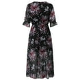 thumbnail image 5 of Baqcunre Fall Dresses For Women 2023 Women'S Summer Floral Printed Dress Casual V Neck Boho Flowy Sun Dresses Long Sleeve Dress Long Sleeve Dress For Women Womens Dresses Black Dress S, 5 of 6