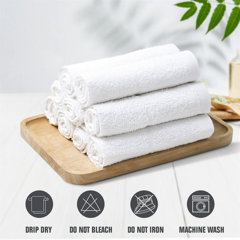 12pcs Striped Pattern Washcloth, Household Cotton Towels With Hanging Loop,  Small Square Towel, Reusable Cleaning Cloths, Absorbent Towel For Home Bat