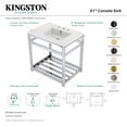 thumbnail image 6 of Kingston Brass VWP3122W8A6 31-Inch Ceramic Console Sink (8-Inch, 3-Hole), White/Polished Nickel, 6 of 7