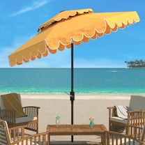 SAFAVIEH Venice 9' Market Crank Double Top Patio Umbrella, Yellow