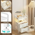 thumbnail image 5 of Bestco LED Nightstand End Table with Charging Station & 2 Drawers for Bedroom White, 5 of 13