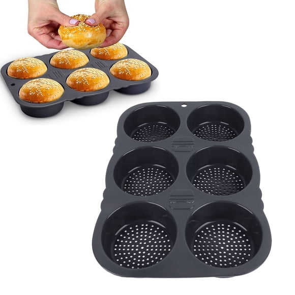 Molde Para Hornear Pan, -40 ℉ A +446 ℉ Resistencia Al Calor Seguro Multiusos Molde Para Panecillos De Hamburguesa Silicona De 6 Cavidades Para Restaurante Para Microondas
