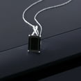 thumbnail image 3 of Gem Stone King 10K White Gold Black Onyx Pendant Necklace for Women (5.00 Cttw, Gemstone December Birthstone, Emerald Cut Cut 14x10MM, with 18 inch Chain), 3 of 5
