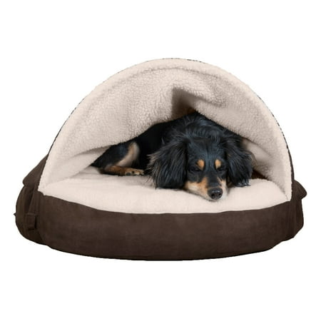 UPC: 0842229112320 | FurHaven Pet Products | Cooling Gel Faux Sheepskin Snuggery Pet Bed for Dogs & Cats – Espresso 26