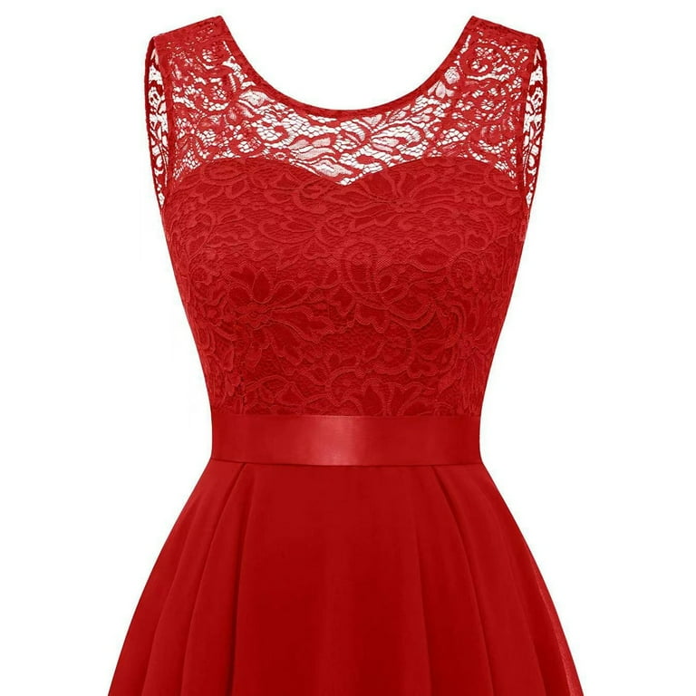 Adeawade Beach Dresses For Women Round Neck Sleeveless Cocktail Evening Dresses  Wedding Festive Dresses Bridesmaid Dress Trend Streetwear Red S -  Walmart.com
