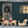 thumbnail image 5 of Set of 3 Lighted Christmas 2D Reindeers Outdoor Decorations, 23 Inch Pre-Lit Light Up Xmas Rudolph & Santa Sleigh with Lights, Festive Holiday Front Door Garden Patio Yard Lawn Display, 5 of 7