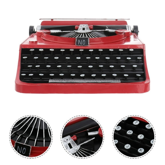 OUNONA Red Vintage Typewriter for Decoration Resin Iron Art Retro Style Gift for Home Living Room Cafe Size 1Pc