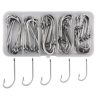amazon saltwater fishing hooks 9KM 25Pcs Jig Hook Inline Carp Fishing Jigging Hook High SPECIAL DESIGNThe offset shank worm hook has a long shank and a narrow gap 15PCS Classic Treble Hooks Large