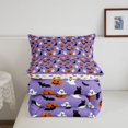 thumbnail image 5 of Feelyou Cartoon Halloween Pumpkin Full Size Comforter Sets, Cute Ghost Bedding Comforter Set, Purple Orange, Halloween Reversible, 3 Pieces, 1 Comforter and 2 Pillowcases, 5 of 7