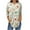 Khaki, variant on YUGYXL Fashion Henley Tshirts for Women Three Quarter Sleeve Print Blouses Lounge Tops Ladies Tunics Comfy Tees Pink S
