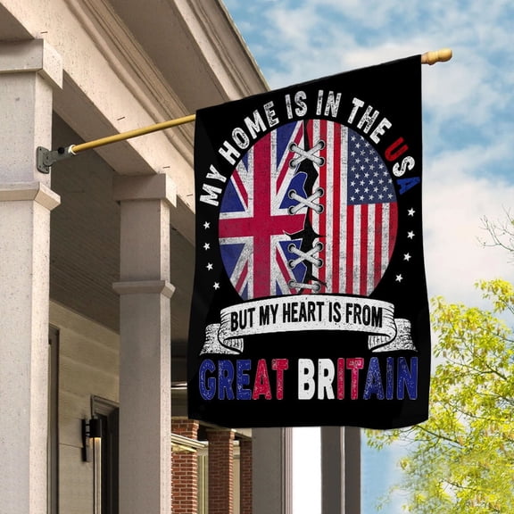 Flag-Made in America with Great British Parts Great Britain U.S.A Friendship American Flag Patriotic House Flag, Double-Sided Decorative Outdoor Flag, Patriotic Polyester Yard Flag 29.5 x 39.5 in