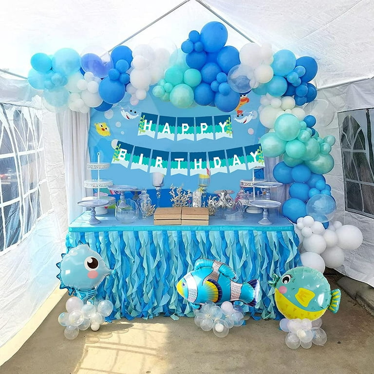 SPECOOL Boys Girls Ocean Themed Birthday Party Decorations, Under The Sea  Party Supplies, Marine Animals Balloon with Happy Birthday Banners Decor  for
