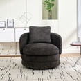 thumbnail image 4 of Lisonu 30" Swivel Barrel Accent Chair, Modern Chenille Armchair with Pillow, 360° Rotating Round Club Sofa for Living Room & Bedroom, No Assembly, Dark Gray, 4 of 11