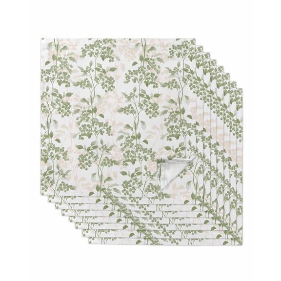 Sage Green Fruit Cloth Napkins Washable Set of 8, Vintage Plant Nature Botanical Flower Reusable Dinner Table Napkins Cloth Bulk for Weddings Kitchen Restaurants Hotel Events Parties 20 x 20 Inch