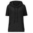 thumbnail image 6 of hotojiny Womens Summer Tops Lightweight Ribbed Short Sleeve Hoodies Casual Drawstring Pullover Shirt Fashion Clothes with Pockets, 6 of 6