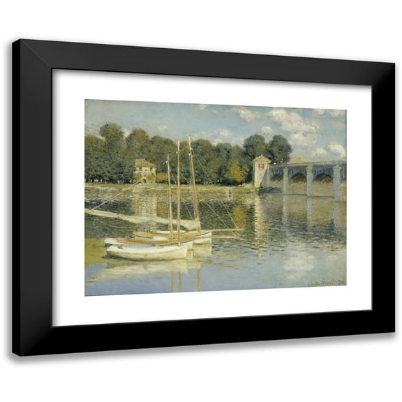 Claude Monet 14x12 Black Modern Framed Museum Art Print Titled - The Argenteuil Bridge (1874)