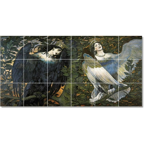 Ceramic Tile Mural-Viktor Vasnetsov Mythology Tile Mural Residential Construction Idea. 36" w x 18" h using (18) 6 x 6 ceramic tiles