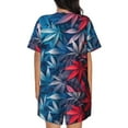 thumbnail image 6 of Fuzoiu Red And Blue Leaves Print Women's Short-Sleeved Pajama Set,Lounge Sleepwear Set,Womens Pajama Sets 2 Piece,Button-Up Top and Shorts with Pockets-Medium, 6 of 7