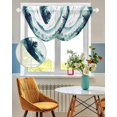 thumbnail image 3 of Waterfall Valances for Windows, Turquoise Forest Kitchen Sheer Valance Curtains, Mountains Birds Fog Tree Scenery Rod Pocket Elegant Swag Valances for Living Room Bedroom, 47.2"x38.5", 3 Panel, 3 of 8