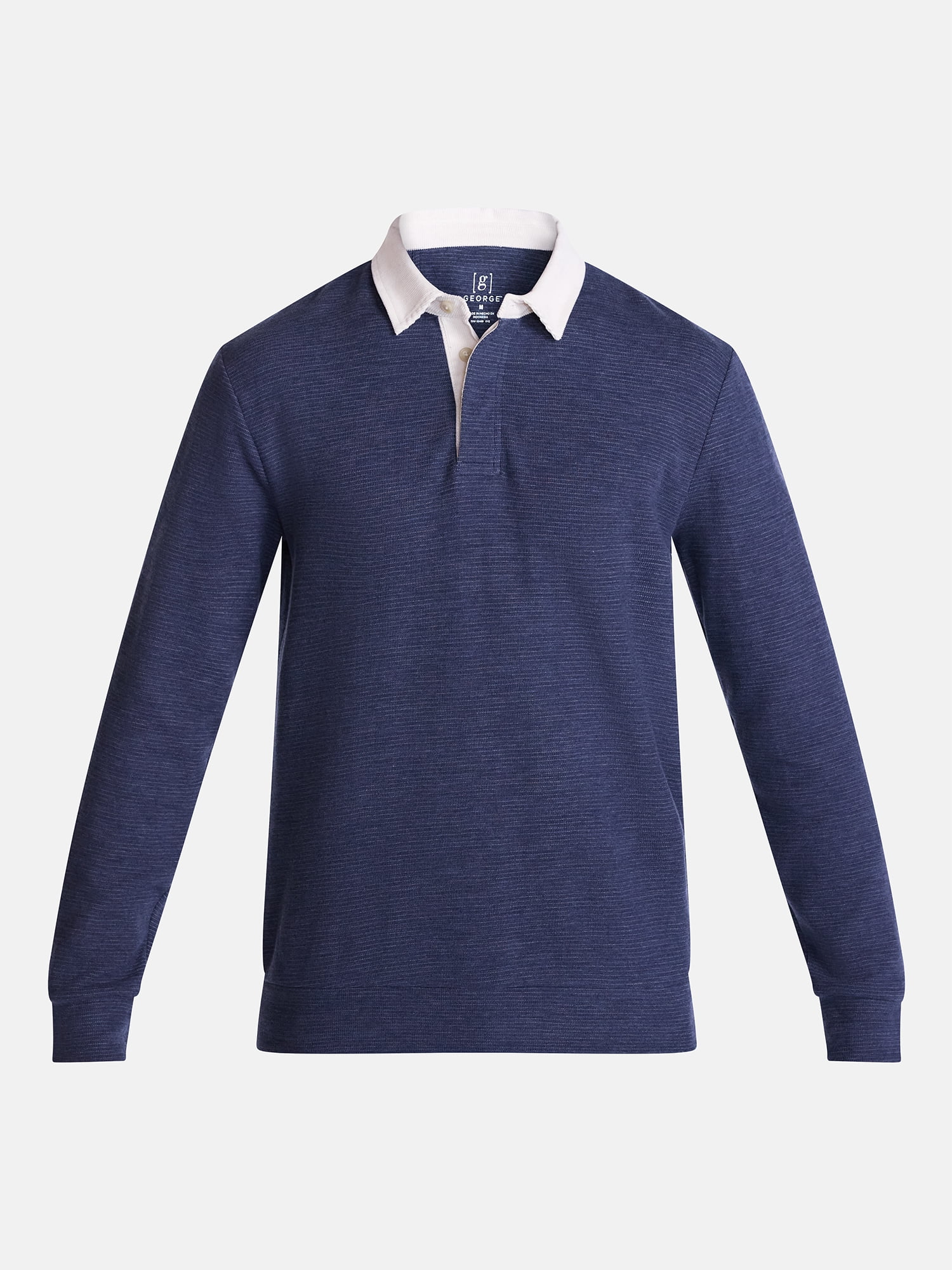 George Men's and Big Men's Rugby Shirt with Long Sleeve, Size S-3XL