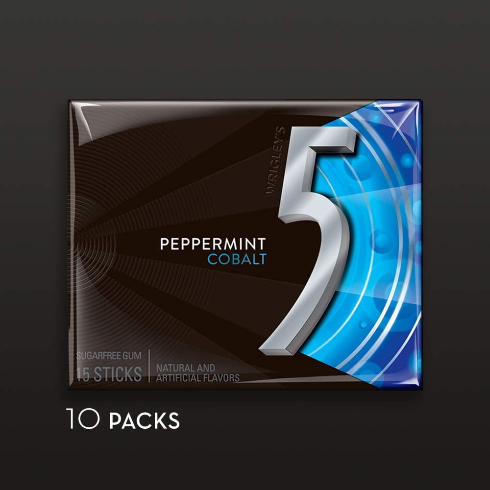 5 GUM Peppermint Cobalt Sugar Free Chewing Gum, 15 Pieces (20 Pack)