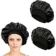 thumbnail image 1 of 2 Pairs Satin Night Hat, Satin Night Cap, Silk Hair Night Hat for Women Long Curly Hair (Black), 1 of 5