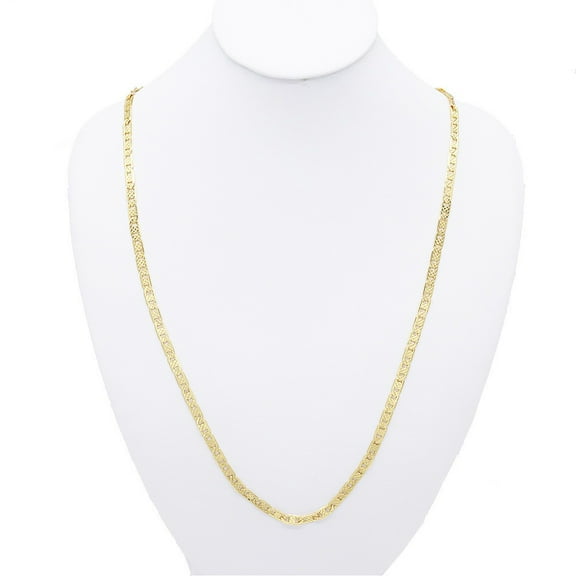 Men Diamond Cut Mariner Link 24" Chain Necklace 18k Solid Gold Plated