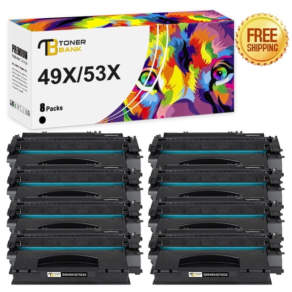 Toner Bank 8-Pack Toner Replacement for 49X Q5949X LaserJet 1320 1320N 1320TN 1320NW 3390 3392 4200 4250 4300 Laser Printer Ink Black