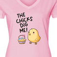 thumbnail image 4 of Inktastic The Chicks Dig Me Easter Baby Chick with Basket and Eggs Women's V-Neck T-Shirt, 4 of 5