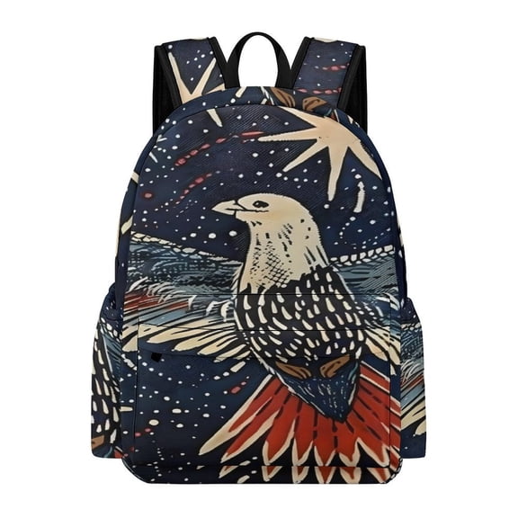 PRATYUS Backpack Oxford Fabric Eagle With Stars Artwork Laptop Bag Back To School Campus Lightweight Durable Water Resistant Large Capacity 16.5 Inch