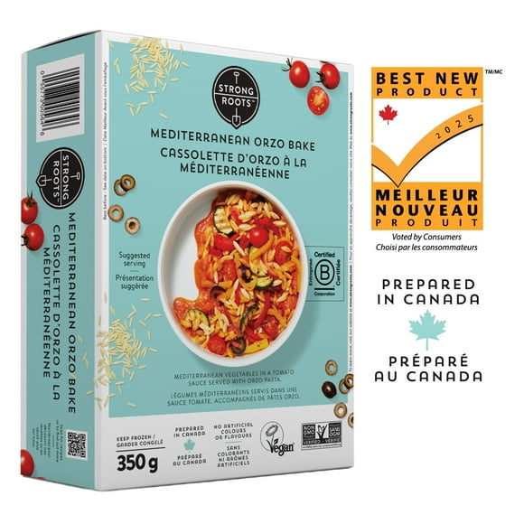 Cassolette d’orzo à la méditerranéenne Strong Rootsᴹᶜ, Fabriqué au Canada à partir d'ingrédients canadiens et importés 350 g