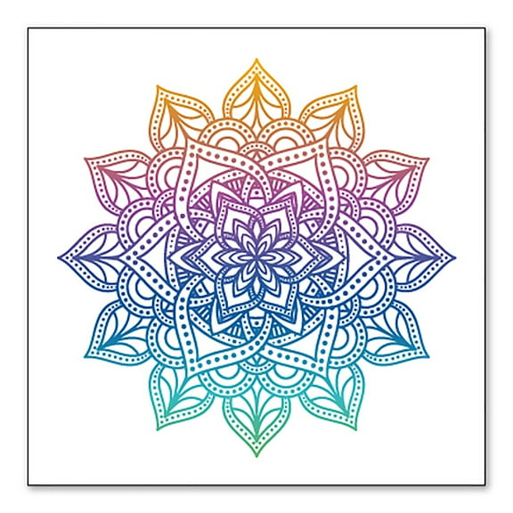 DistinctInk Custom Bumper Sticker - 3" x 3" Decorative Decal - White Background - Rainbow Gradient Mandala